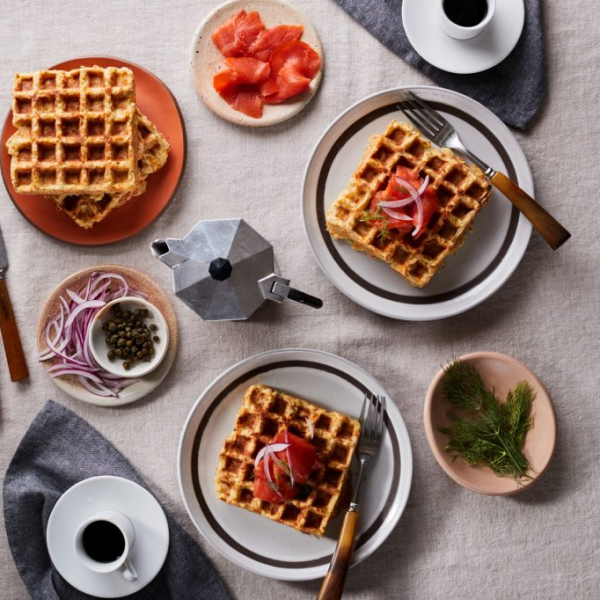 Savory Oat Waffles with Smoked Salmon